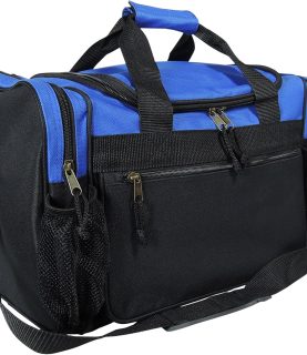 17" Duffle Bag Dual Front Mesh Pockets (Black Gold Gray Dark Green Navy Blue Maroon Royal Blue Orange Pink Purple Red White