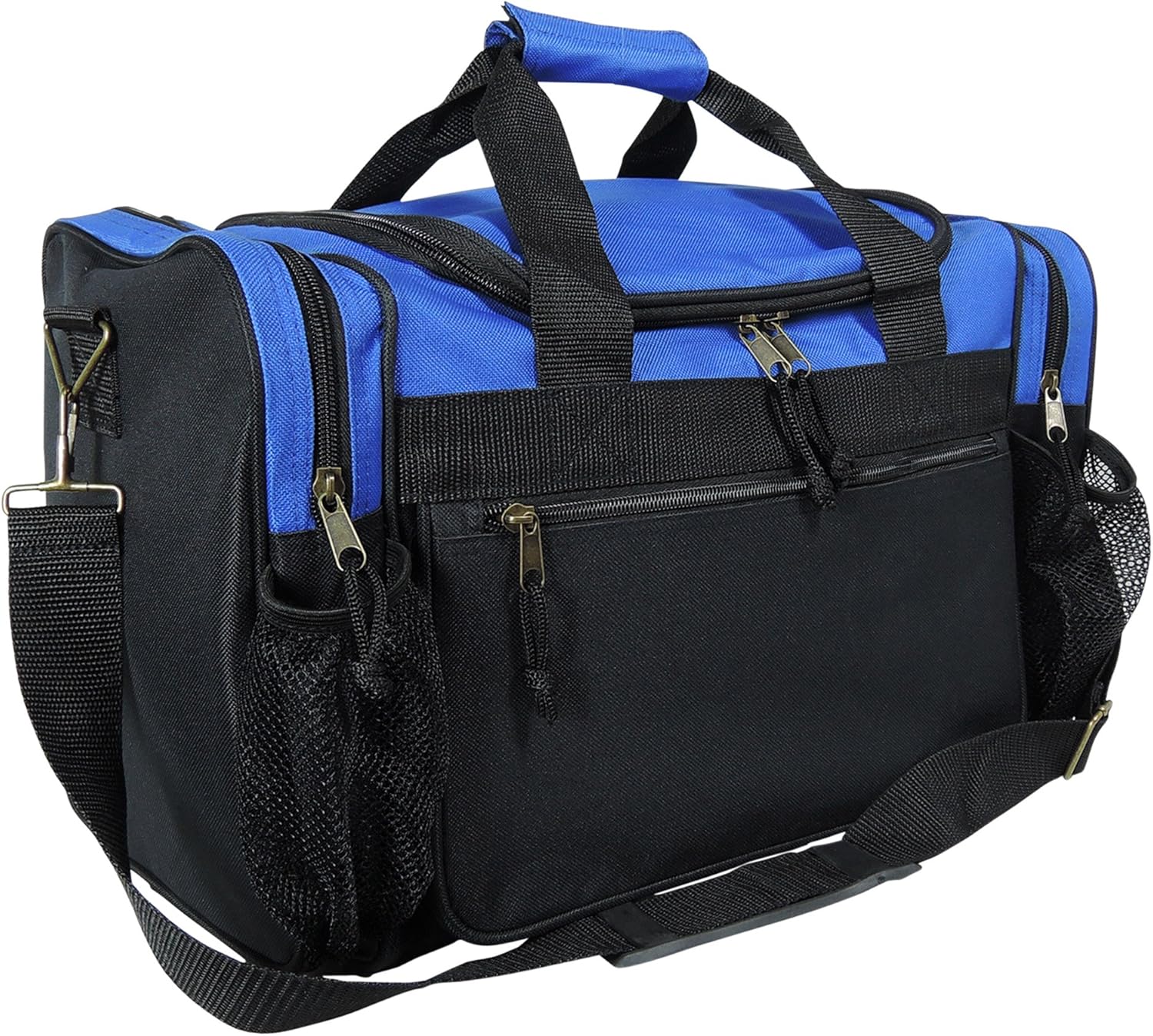 17" Duffle Bag Dual Front Mesh Pockets (Black Gold Gray Dark Green Navy Blue Maroon Royal Blue Orange Pink Purple Red White