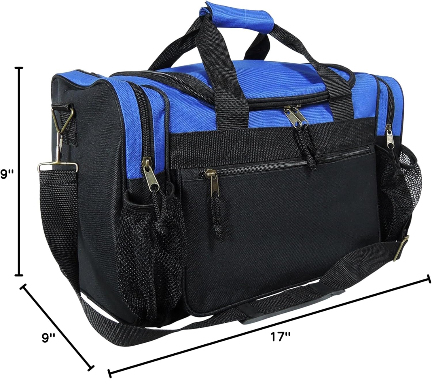 17" Duffle Bag Dual Front Mesh Pockets (Black Gold Gray Dark Green Navy Blue Maroon Royal Blue Orange Pink Purple Red White - Image 7